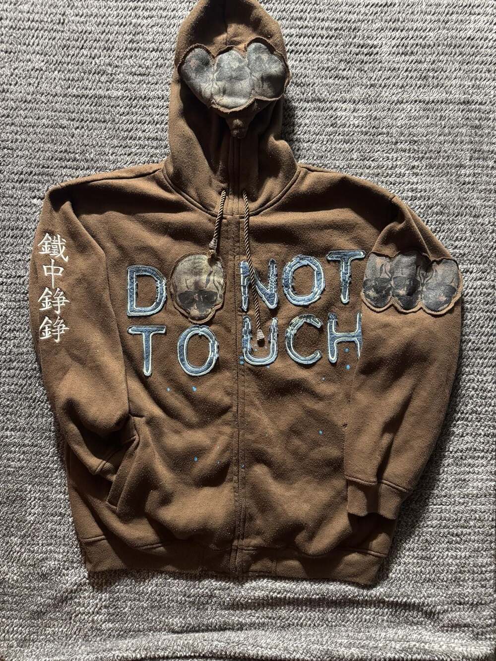 Vintage Y2K Ed Hardy Full Brown Zip Up Hoodie with Embroidery